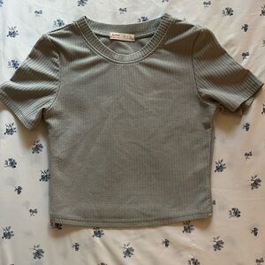 sage green crop top